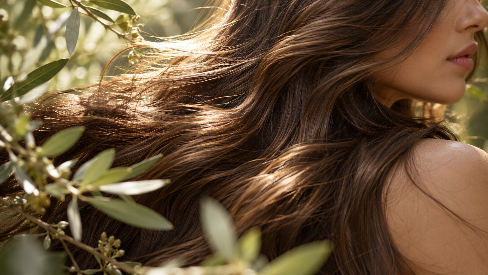 Healthy hair in warm natural light